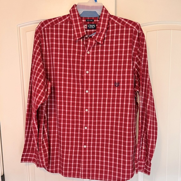 Mens Chaps 2X red and white pattern dress shirt - Picture 1 of 3